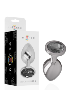 INTENSE - PLUG ANAL EN MÉTAL ALUMINIUM AVEC CRISTAL NOIR TAILLE S