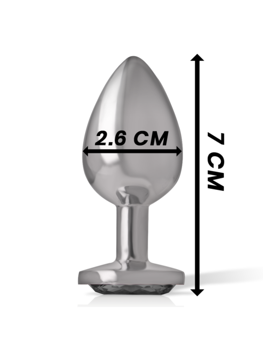 INTENSE - ALUMINUM METAL ANAL PLUG WITH BLACK CRYSTAL SIZE S