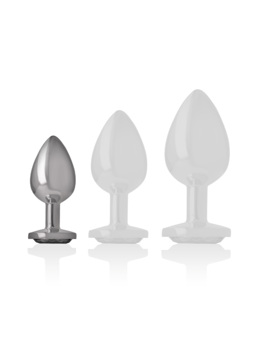 INTENSE - ANALPLUG AUS ALUMINIUMMETALL MIT SCHWARZEM KRISTALL, GRÖSSE 