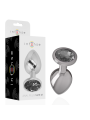 INTENSE - METALEN ALUMINIUM ANAAL PLUG MET ZWART GLAS MAAT M