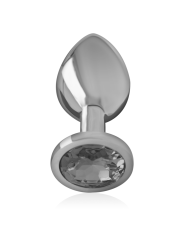 INTENSE - ALUMINUM METAL ANAL PLUG WITH BLACK GLASS SIZE M
