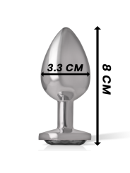 INTENSE - ALUMINUM METAL ANAL PLUG WITH BLACK GLASS SIZE M