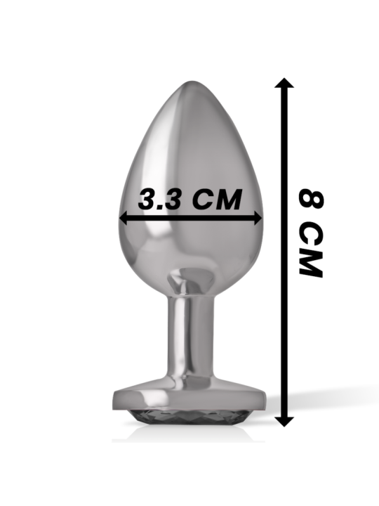 INTENSE - ALUMINUM METAL ANAL PLUG WITH BLACK GLASS SIZE M