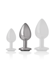 INTENSE - ALUMINUM METAL ANAL PLUG WITH BLACK GLASS SIZE M