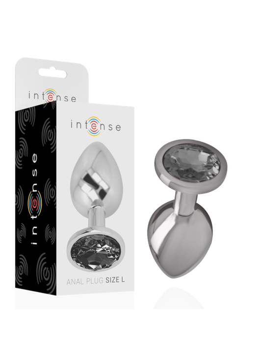 INTENSE - PLUG ANAL EN MÉTAL ALUMINIUM AVEC VERRE NOIR TAILLE L