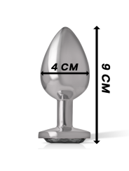 INTENSE - METALEN ALUMINIUM ANAAL PLUG MET ZWART GLAS MAAT L