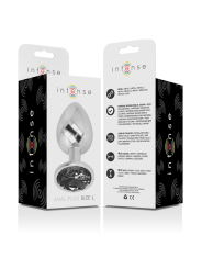 INTENSE - PLUG ANAL EN MÉTAL ALUMINIUM AVEC VERRE NOIR TAILLE L