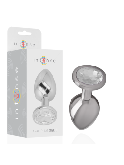 INTENSE - ALUMINUM METAL ANAL PLUG WITH SILVER CRYSTAL SIZE S