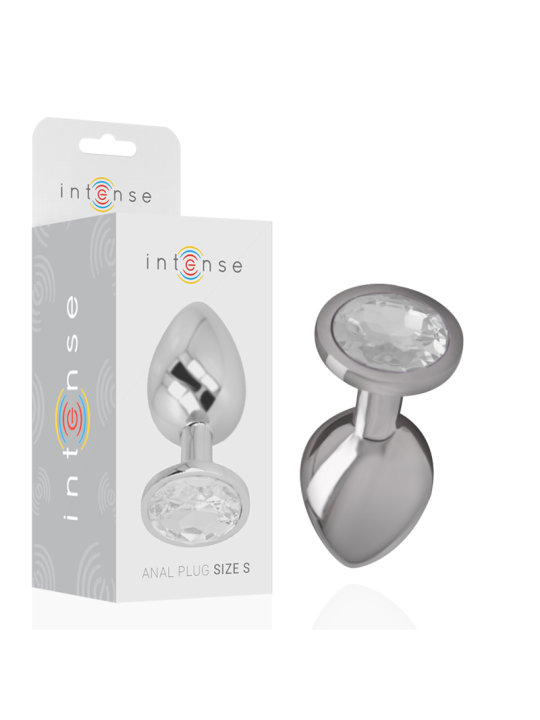 INTENSE - ALUMINUM METAL ANAL PLUG WITH SILVER CRYSTAL SIZE S