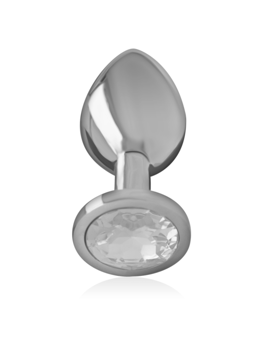 INTENSE - ALUMINUM METAL ANAL PLUG WITH SILVER CRYSTAL SIZE S