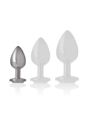 INTENSE - ALUMINUM METAL ANAL PLUG WITH SILVER CRYSTAL SIZE S