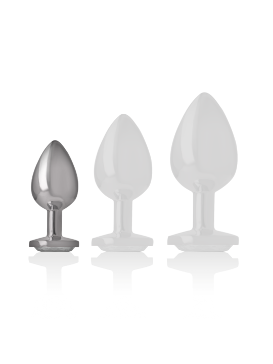 INTENSE - ALUMINUM METAL ANAL PLUG WITH SILVER CRYSTAL SIZE S