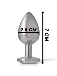 INTENSE - ALUMINUM METAL ANAL PLUG WITH SILVER CRYSTAL SIZE S