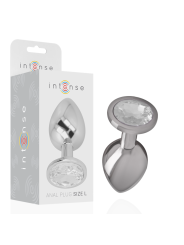 INTENSE - PLUG ANALE IN METALLO ALLUMINIO CON CRISTALLO ARGENTO MISURA