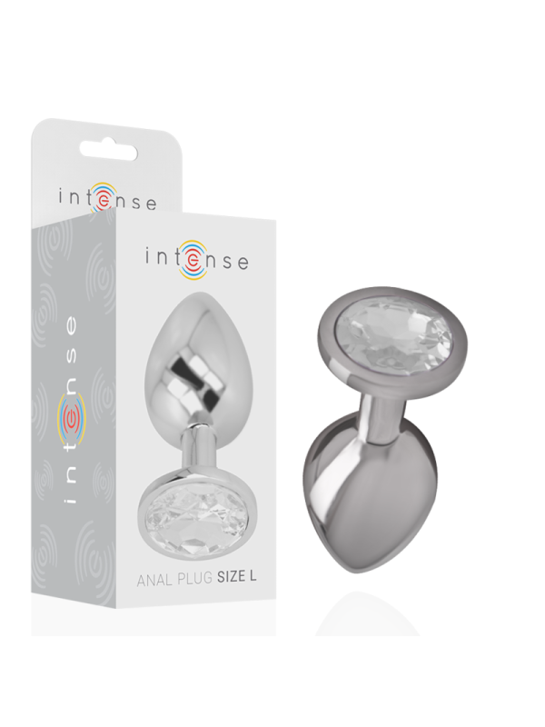 INTENSE - ANALPLUG AUS ALUMINIU MMETALL MIT SILBERNEM KRISTALL, GRÖSSE