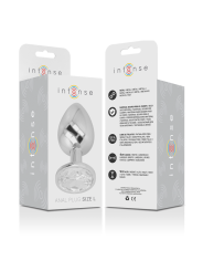 INTENSE - PLUG ANALE IN METALLO ALLUMINIO CON CRISTALLO ARGENTO MISURA