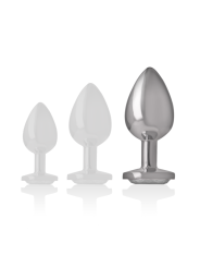 INTENSE - PLUG ANALE IN METALLO ALLUMINIO CON CRISTALLO ARGENTO MISURA