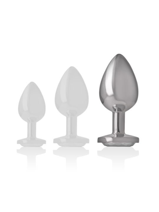 INTENSE - PLUG ANAL EN MÉTAL ALUMINIUM AVEC CRISTAL DARGENT TAILLE L