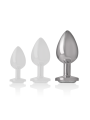 INTENSE - PLUG ANALE IN METALLO ALLUMINIO CON CRISTALLO ARGENTO MISURA