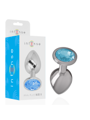 INTENSE - PLUG ANAL EN MÉTAL ALUMINIUM AVEC CRISTAL BLEU TAILLE S