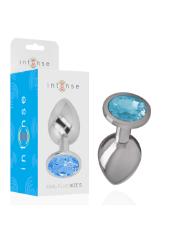 INTENSE - PLUG ANAL DE METAL DE ALUMÍNIO COM CRISTAL AZUL TAMANHO S