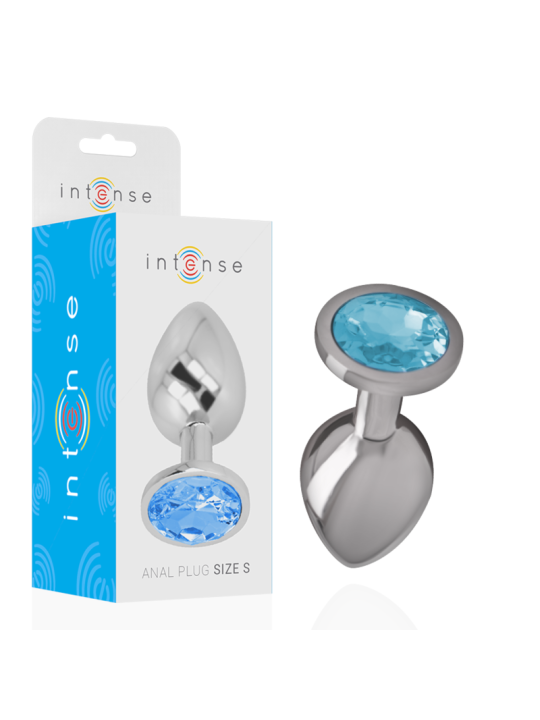 INTENSE - ALUMINUM METAL ANAL PLUG WITH BLUE CRYSTAL SIZE S