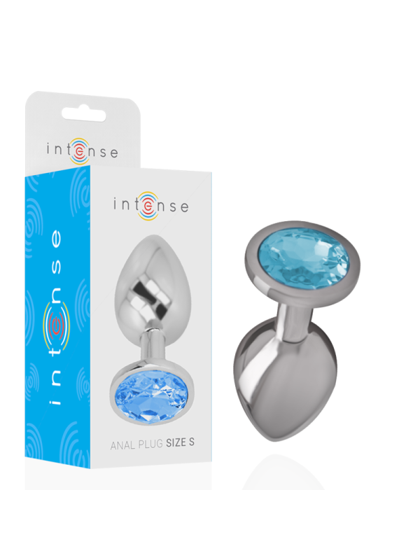 INTENSE - ALUMINUM METAL ANAL PLUG WITH BLUE CRYSTAL SIZE S