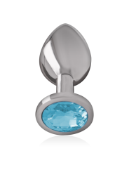 INTENSE - ALUMINUM METAL ANAL PLUG WITH BLUE CRYSTAL SIZE S