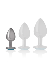 INTENSE - ALUMINUM METAL ANAL PLUG WITH BLUE CRYSTAL SIZE S
