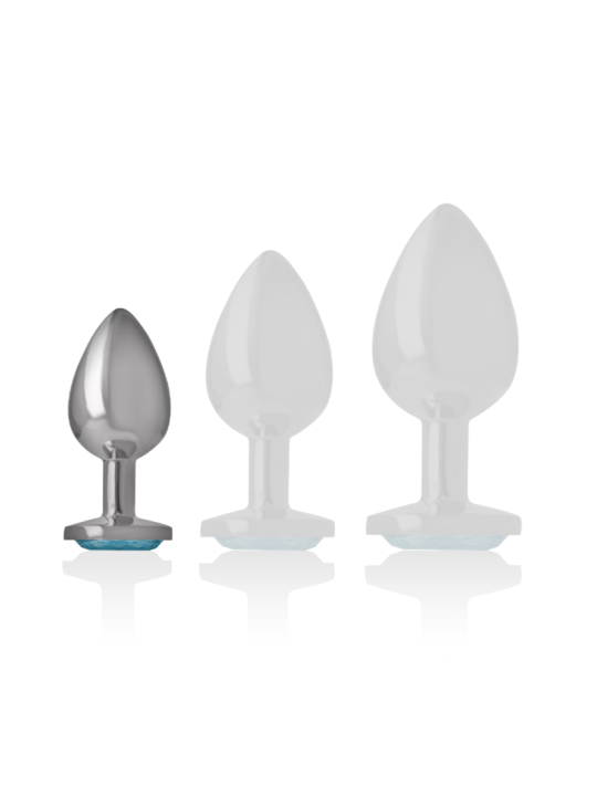 INTENSE - PLUG ANAL METAL ALUMINIO CON CRISTAL AZUL TALLA S