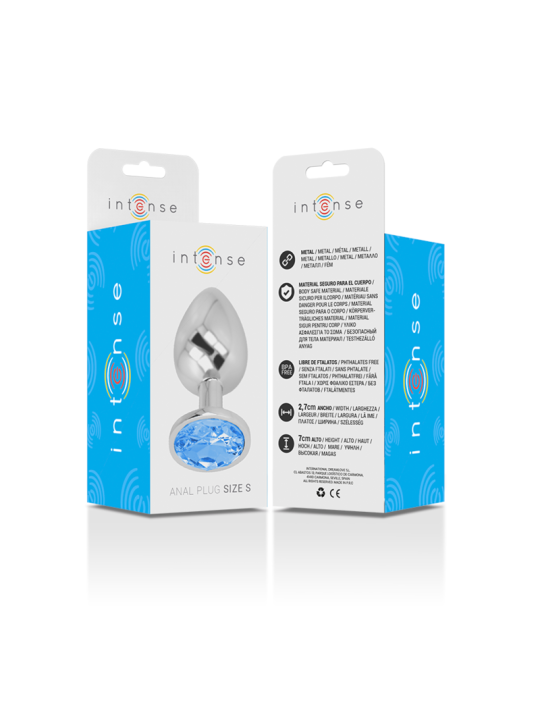 INTENSE - ALUMINUM METAL ANAL PLUG WITH BLUE CRYSTAL SIZE S