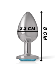 INTENSE - PLUG ANAL EN MÉTAL ALUMINIUM AVEC VERRE BLEU TAILLE M