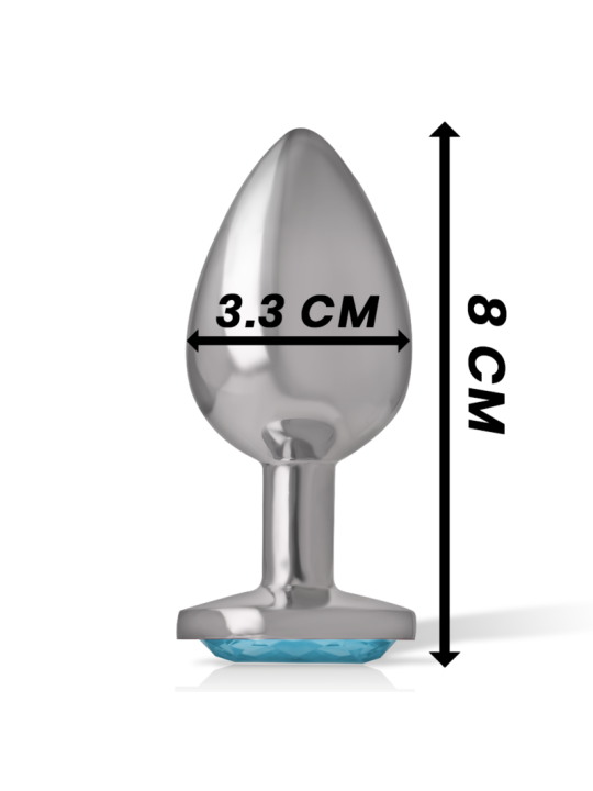 INTENSE - PLUG ANAL EN MÉTAL ALUMINIUM AVEC VERRE BLEU TAILLE M