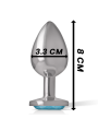INTENSE - METALEN ALUMINIUM ANALE PLUG MET BLAUWE KRISTALLEN MAAT M
