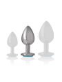 INTENSE - ALUMINUM METAL ANAL PLUG WITH BLUE GLASS SIZE M