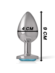 INTENSE - ANALPLUG AUS ALUMINIUMMETALL MIT BLAUEM KRISTALL, GRÖSSE L