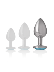 INTENSE - ANALPLUG AUS ALUMINIUMMETALL MIT BLAUEM KRISTALL, GRÖSSE L
