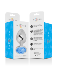 INTENSE - ANALPLUG AUS ALUMINIUMMETALL MIT BLAUEM KRISTALL, GRÖSSE L