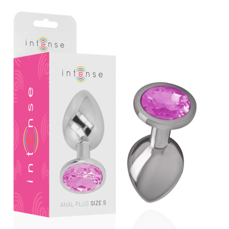 INTENSE - METALEN ALUMINIUM ANAAL PLUG MET ROZE KRISTALLEN MAAT S