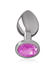 INTENSE - PLUG ANAL EN MÉTAL ALUMINIUM AVEC CRISTAL ROSE TAILLE M