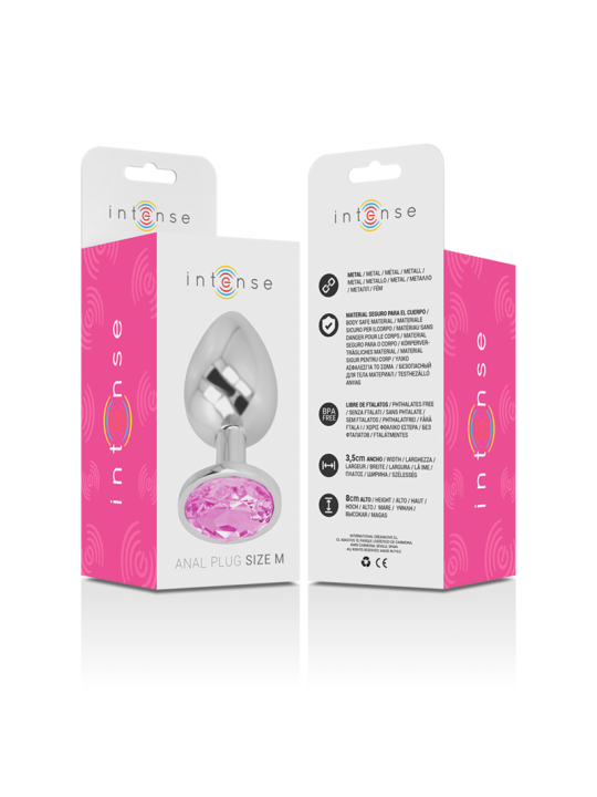 INTENSE - PLUG ANAL EN MÉTAL ALUMINIUM AVEC CRISTAL ROSE TAILLE M
