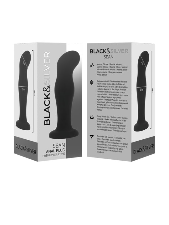 BLACK&SILVER - SEAN PLUG ANAL PREMIUM SILIKON SCHWARZ