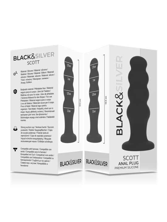 BLACK&SILVER - PLUG ANAL EN SILICONE SCOTT PREMIUM NOIR