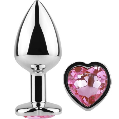 SECRETPLAY - METALEN BUTT PLUG HART FUCHSIA MAAT S 7 CM