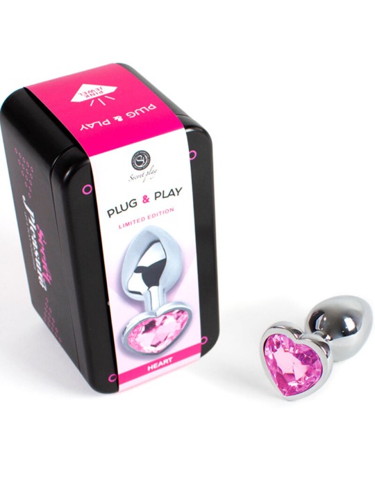 SECRETPLAY - PLUG ANAL EN MÉTAL COEUR FUCHSIA PETITE TAILLE 7 CM