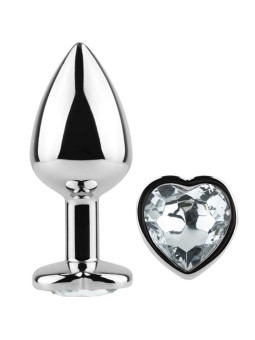 SECRETPLAY - BUTT PLUG AUS METALL, KLARES KRISTALLHERZ, KLEINE GRÖSSE 