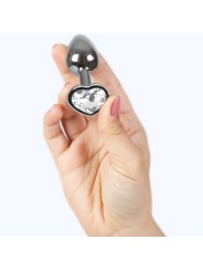 SECRETPLAY - BUTT PLUG AUS METALL, KLARES KRISTALLHERZ, KLEINE GRÖSSE 
