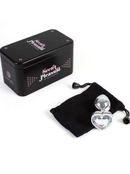 SECRETPLAY - BUTT PLUG AUS METALL, KLARES KRISTALLHERZ, KLEINE GRÖSSE 