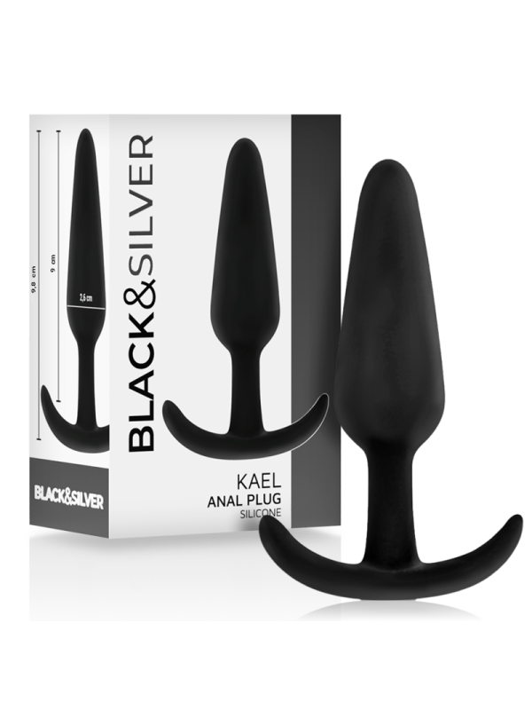 BLACK&SILVER - KAEL SILICONE ANAL PLUG WITH MEDIUM HANDLE