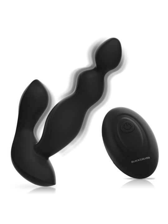 BLACK&SILVER - CORA PROSTAAT PLUG SILICONEN AFSTANDSBEDIENING